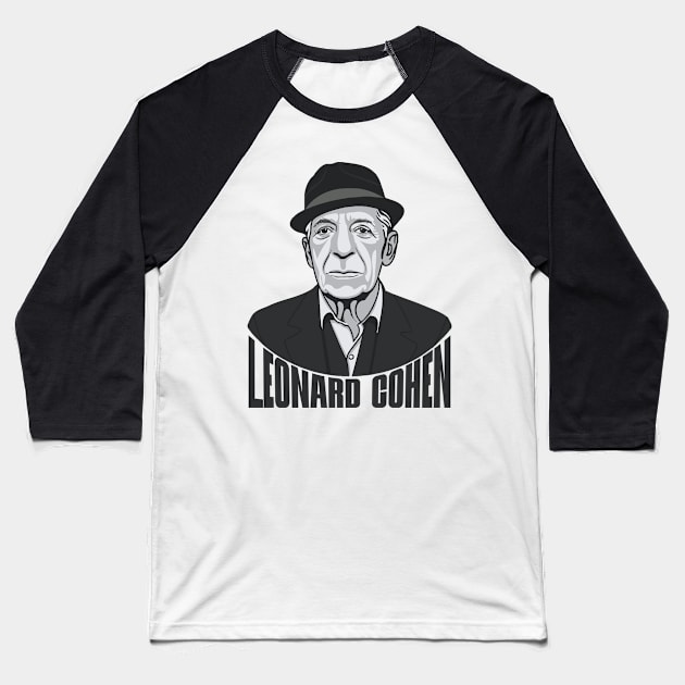 Leonard Norman Cohen Fan Art Baseball T-Shirt by Trendsdk